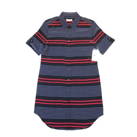 NWT Equipment Short Sleeve Slim Signature in Eclipse Button Down Shirt Dress S